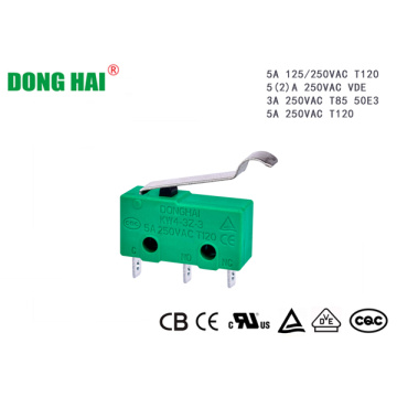 Імітацыя мініяцюрнага мікрапераключальніка з ролікавым рычагом