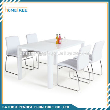Pure White High Gloss Wood Dining Table Set , Dining Table and Chairs , Dining Room Furniture