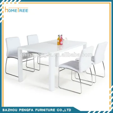 Pure White High Gloss Wood Dining Table Set , Dining Table and Chairs , Dining Room Furniture
