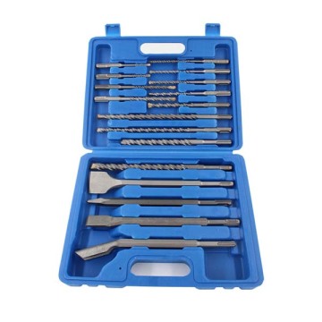 Professional HKTools 17-Piece SDS Plus Shank Drill Bit and Chisel Kit for Concrete and Brick Work in a Convenient Plastic Box