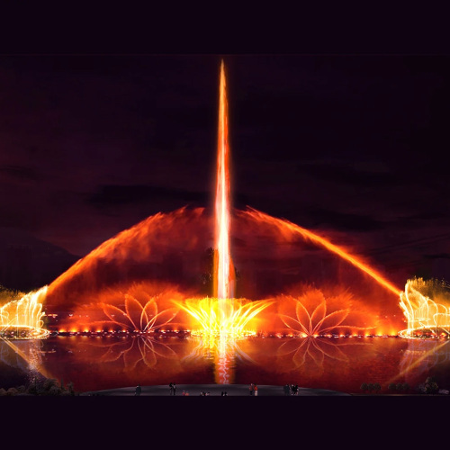 Grande fonte para apresentações noturnas cênicas em resorts