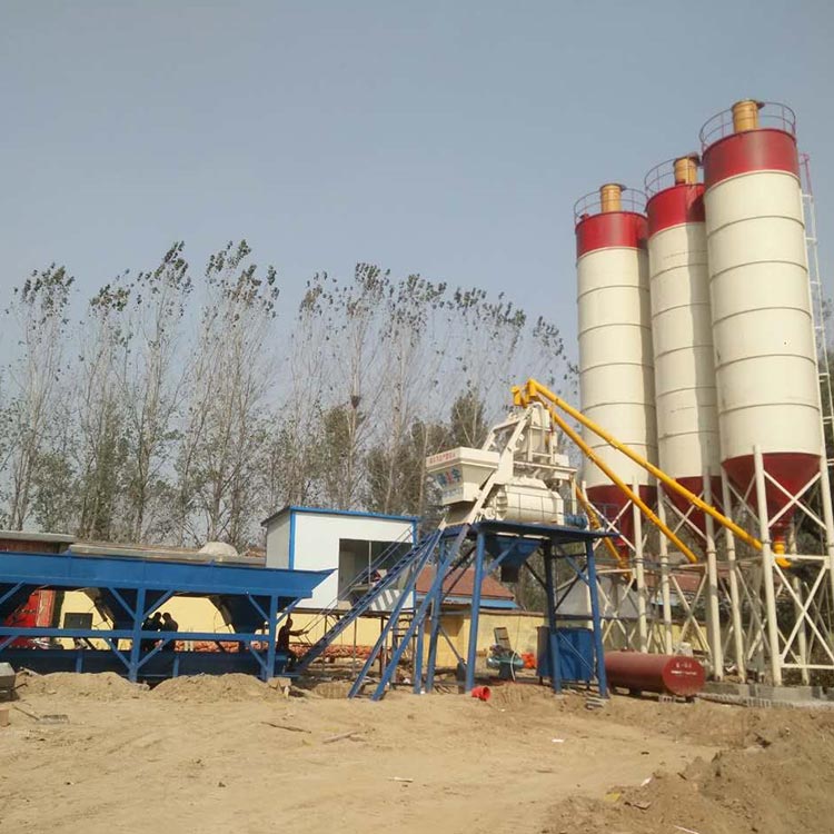 mini high quality hzs75 fixed concrete batching plant