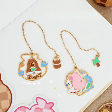 Kawaii Cartoon Capybara Metal Bookmark