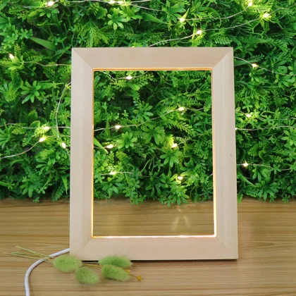 Hot Sale Oak Photo Frame with LED Night Light Table Lamp