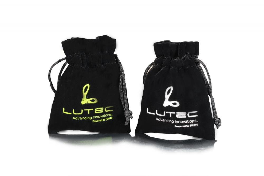 Customized Black velvet bag with drawstring and logo