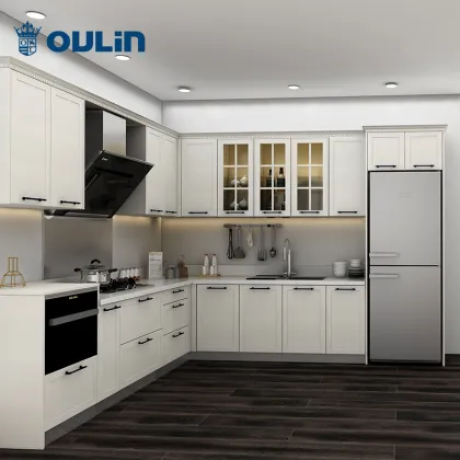 Pastoral Modular Kitchen Custom Urniture Cabinet Designs Storage Kitchen Cabinets Flat Edge / Eased Edge Lacquer Apartment Oulin
