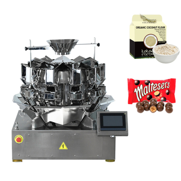 Vollautomatische 2,5 l 10 Köpfe Multihead -Wiegen für getrocknete Obst- und Getreidestangenverpackungen