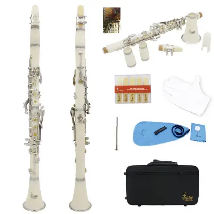 17-key Clarinet Abs Nickel-plated Buttons Double-barrel Excellent White Clarinet with Woodwind Musical Instrument Accessories