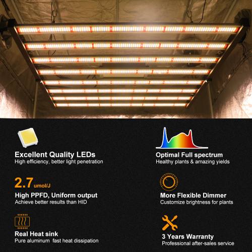 高PPFD全スペクトルが光LEDバーを育てる
