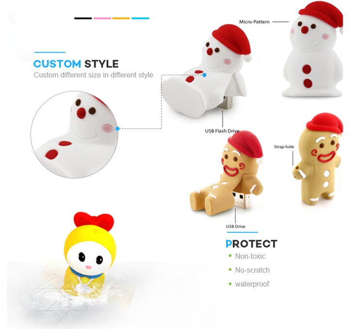 غطاء USB سيليكون Snow-man USB غطاء مقاوم للماء