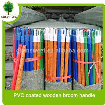 Hot sales single color wooden stick PVC coated handle for household cleaning tools