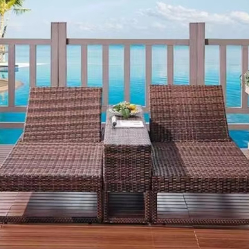 Hot Selling Rattan Reclining Chair - Brown Sunbed Patio Lounger