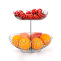 2 tiers detachable steel fruit basket bowl