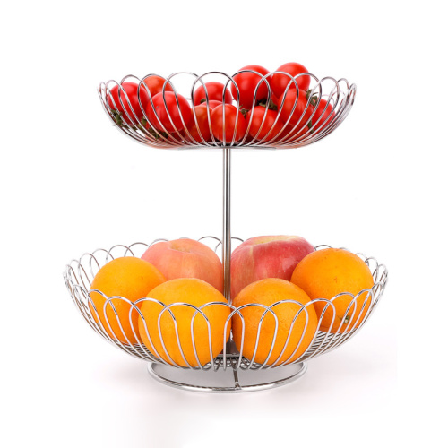 2-Tier folding fruit storage basket metal