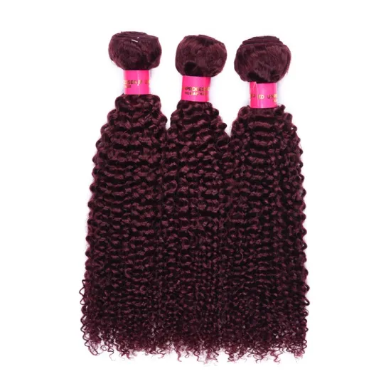 Mink Brazilian Human Hair Bundles, Wholesale Grade 9a Virgin Hair, 99j# Curly Wave Brazilian Human Hair Bundles