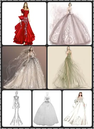 Design Drawing Manuscript Sketch Realizable Wedding Dress (Dream-100002)
