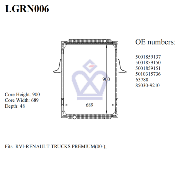 Renault radiator, 5001859137, 5010315736, 63788, LGRN006