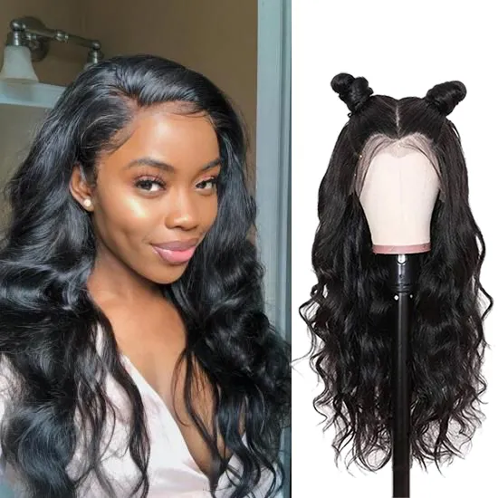 Wholesale Cuticle Aligned Peruvian Virgin Human Hair Body Wave 4x4 4x13 Transparent Lace Front Wigs With Baby Hair For Women