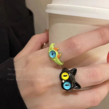Sweet and Cute Cartoon Black Cat Rings: A Unique Fashion Jewelry Gift for Women and Teen Girls