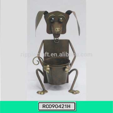 Vintage Color Wrought Iron Dog Flower Pot