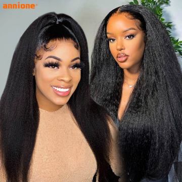 Kinky Straight Raw Brazilian Virgin Human Hair Hd Full Lace Frontal Wig Cheap Yaki Transparent Lace Front Human Hair Wig Vendor