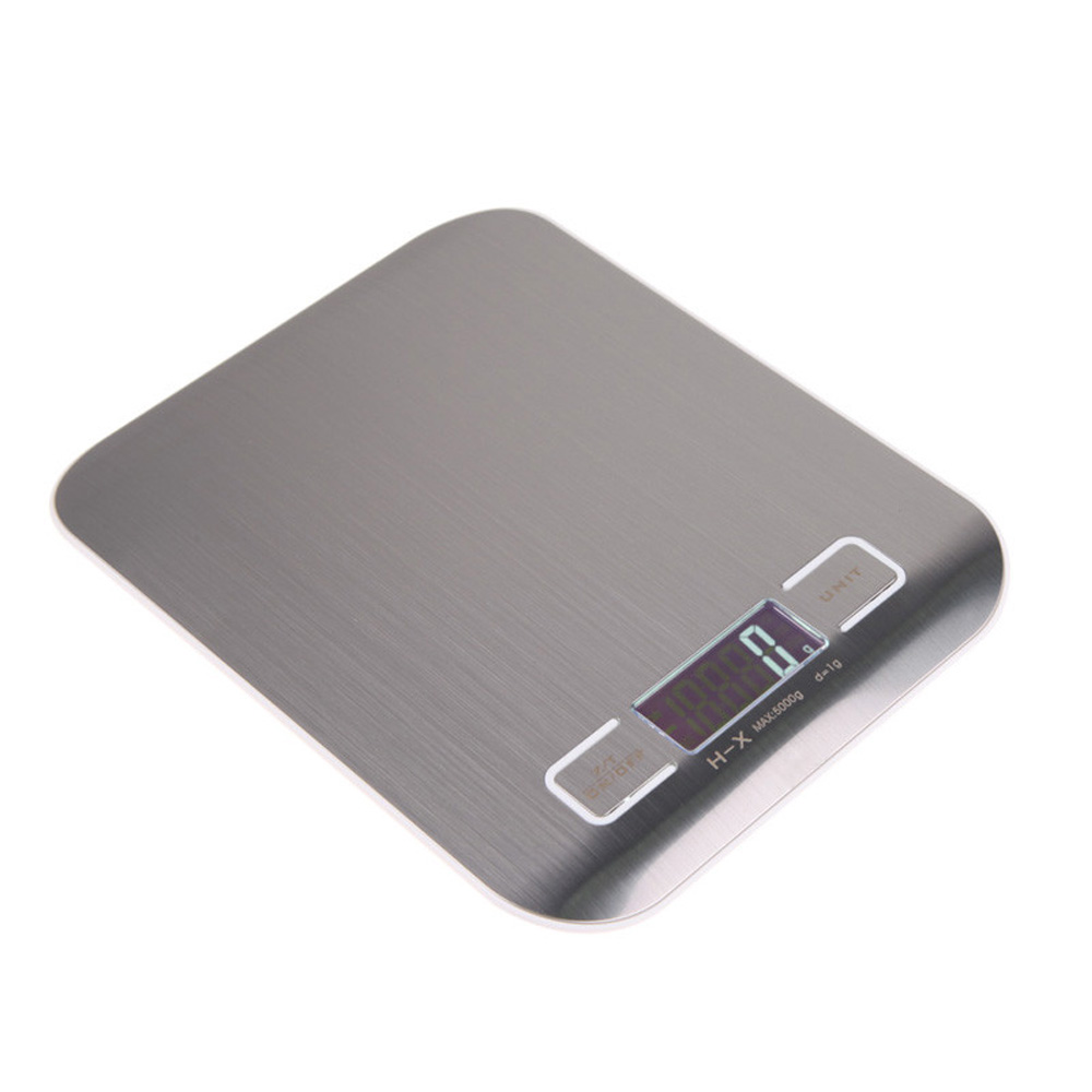 11 LB / 5000g Electronic Kitchen Scale Digital Food Scale Stainless Steel Weighing Scale LCD High Precision Measuring Tools