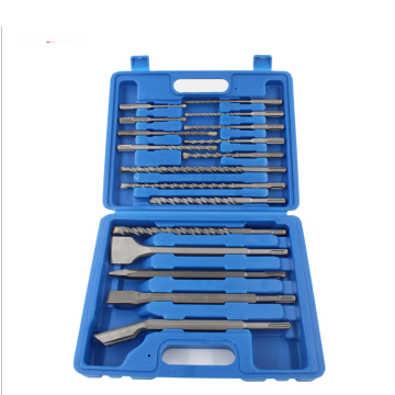 Electric Hammer Drill Bit Set: SDS Plus with Chisel Tips, 17PCs in Plastic Box