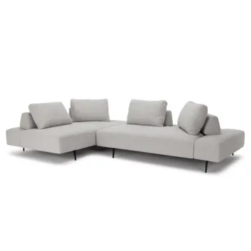 Divan Wisp Gray Fabric Sectional Sofa