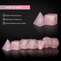 Natural Gemstone DND Dice Set with Case, 7PCS Handmade Real Stone Dice Set for Dungeons and Dragons Tabletop Games