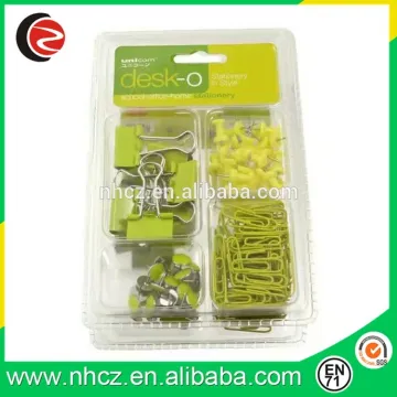 light green mixed clips office set