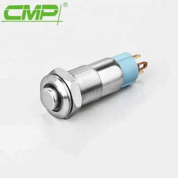 SPST, Off-(On) Miniature Push Button Switch, IP67, Panel Mount Green LED