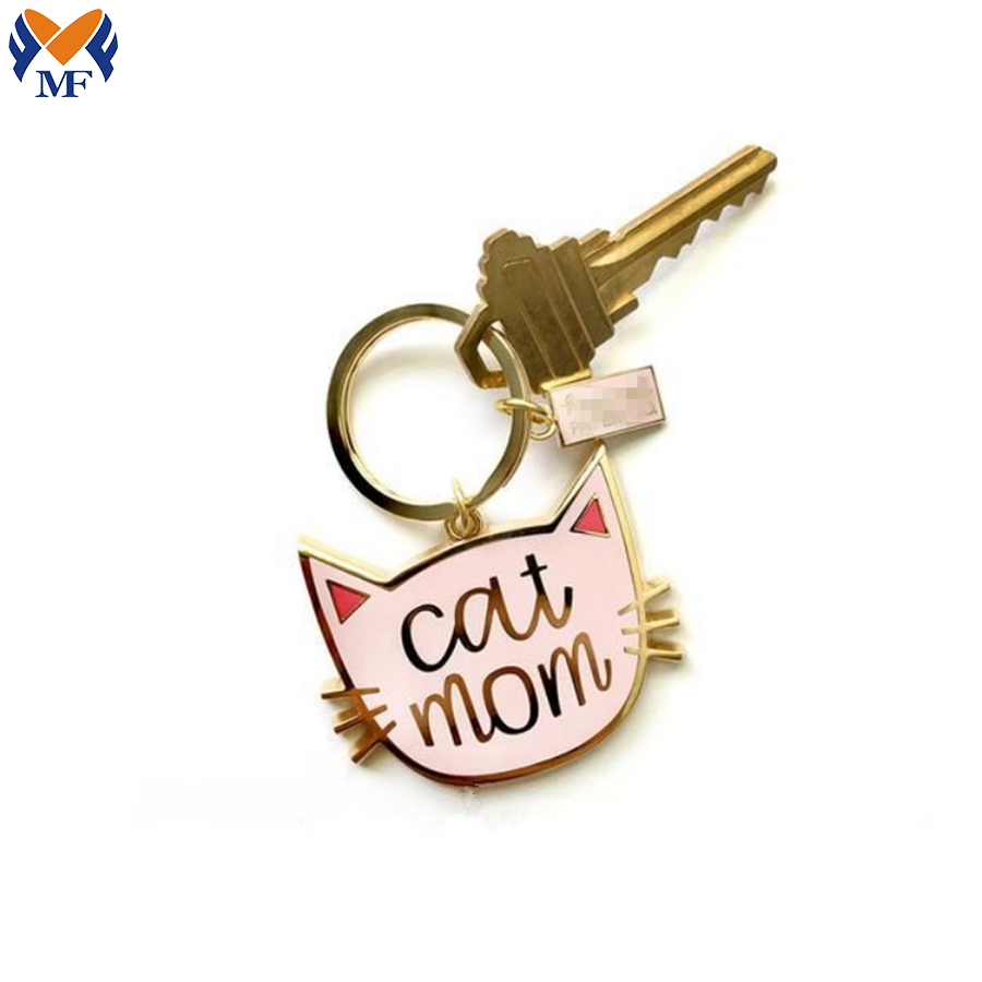 Cat Mom Enamel Keychain