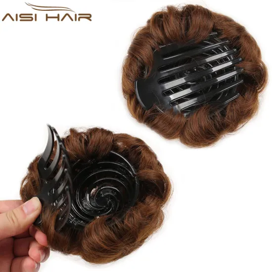 Best Selling Synthetic 9 Flowers Roll Small Bun Hair Pieces Clip In False Hair Accessories Heat Resistant Fiber