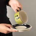 Copa de arte con leche de cerámica y platillo tazas pintadas a mano de café té de té de porcelana juego de lujo vintage