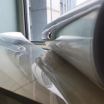 Transparent thermoformed RPET film roll