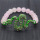 Pulsera de piedras preciosas elástica y cuentas redondas de cuarzo rosa de 8 mm con pieza de serpiente diamante