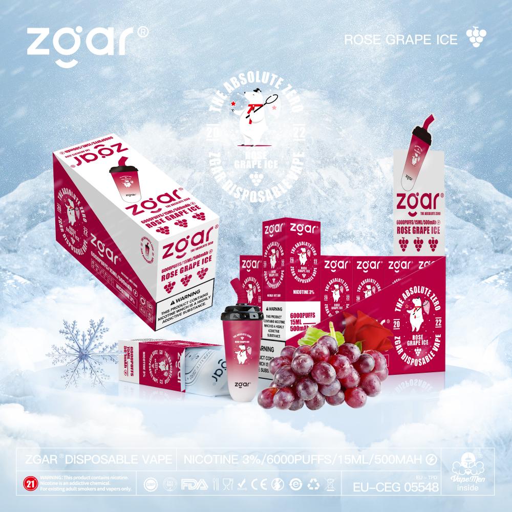 Zgar يمكن التخلص من التوت Vape Ice 6000 نفخة