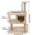 Luxury Modern Eco-Friendly Wooden Cat Tree House Pet Toy with 4-Tier Scratching Climbing Hammock Resting Nest for Indoor Use