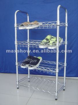 Home furniture chrome plated metal cheap shoe rack