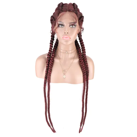 32" Box Braids Wig  Synthetic Front Lace Braiding Wig Baby Hair For Black Women