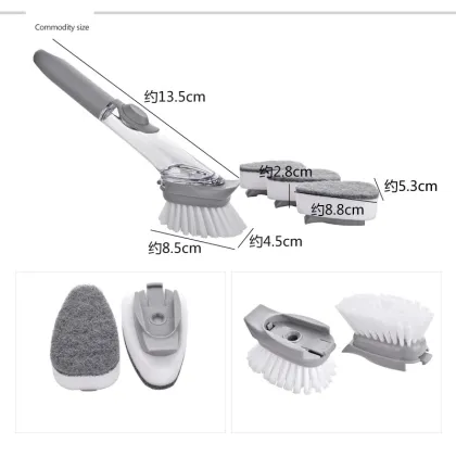 Automatic Kitchen Brush Dispenser with Hydraul System: Long Handle, Dishwashing Sponge, and Cleaner for Efficient Dishwashing