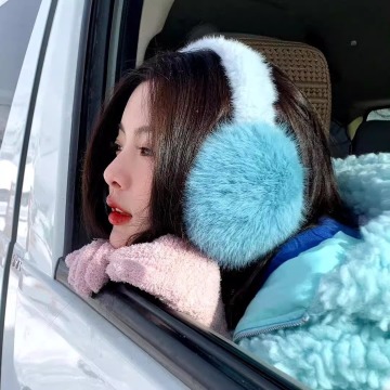 Star of the Same Sky Blue Fox Hair Warm Earmuffs for Winter