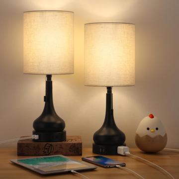 Delicate Desk Lamp Nightstand Lamp with Fabric Shade