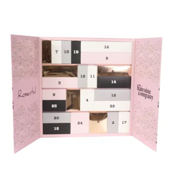 Pink gold foil paper advent calendar gift box