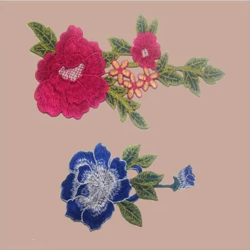Wholesale Stone Embroidered Rose Applique Patches