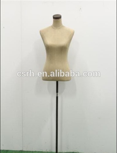 Fabric Covered Fiberglass Half- Body Female Mannequin RH-FMB with Square Plate