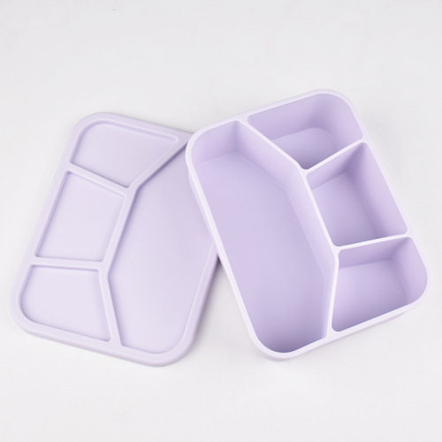 Cutie de prânz Bento din silicon cu 4 compartimente cu capac
