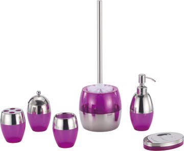 Set de accesorios de baño violeta de acero inoxidable
