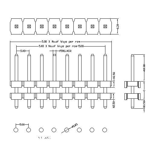 5.08 mm Pin Header Single Row Double Plastic Straight Type PHGS02-XXS