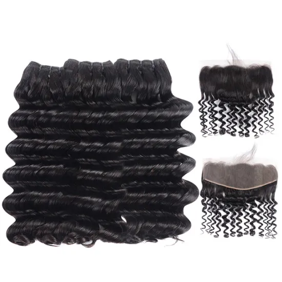 100 Percent Grade 12A Machine Weft Loose Wave Double Drawn Mink Virgin Cuticle Aligned Hair